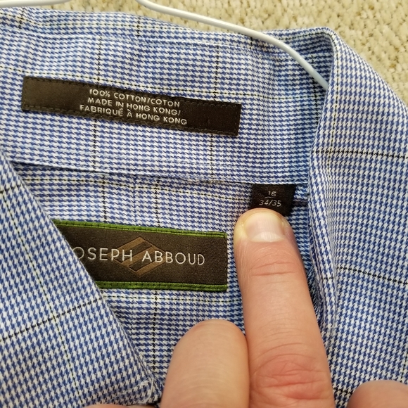 Joseph Abboud Blue Check Dress Shirt 16-34/35 - Picture 5 of 15